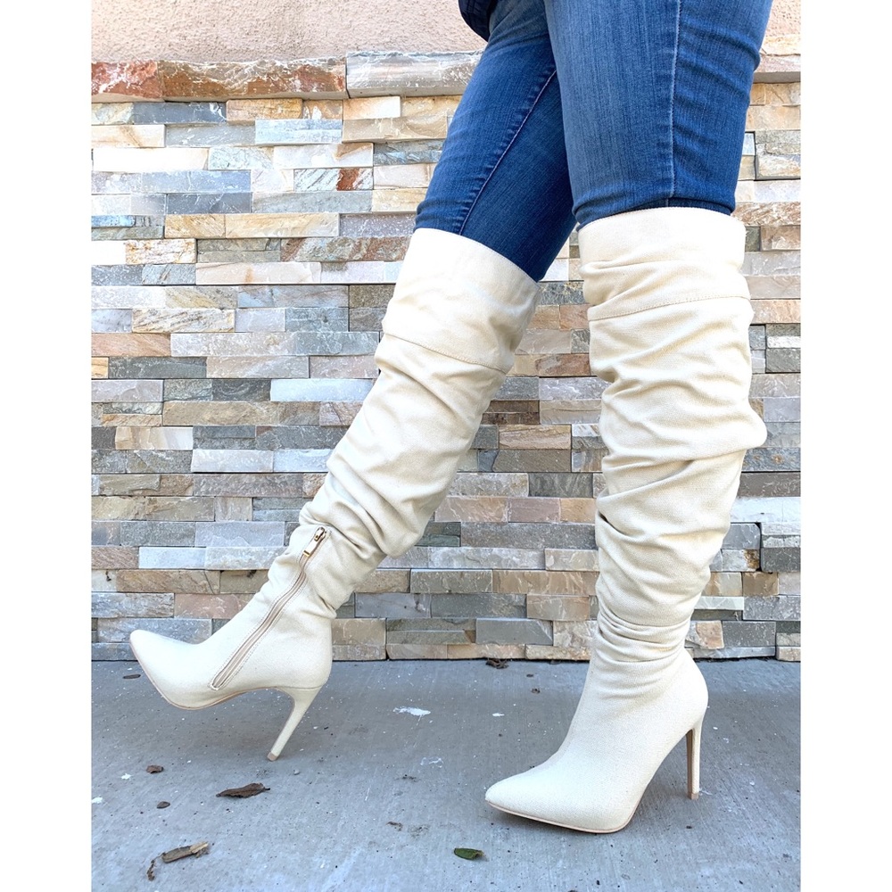 Beige over the knee slouch Boots - Picture 4 of 8